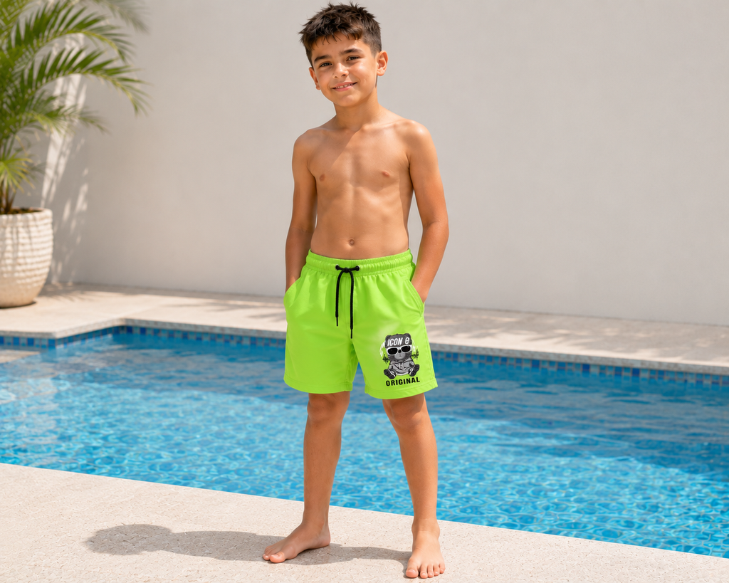 Jayden’s Neon Swim Shorts 🌊