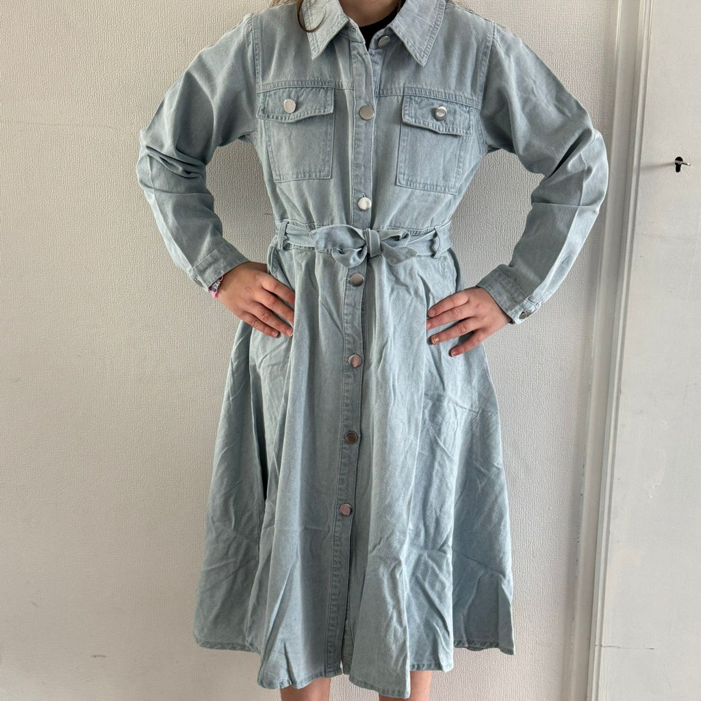 Classic Denim Dress met Strikceintuur