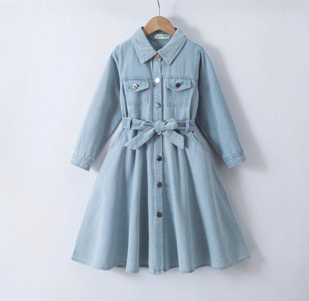 Classic Denim Dress met Strikceintuur