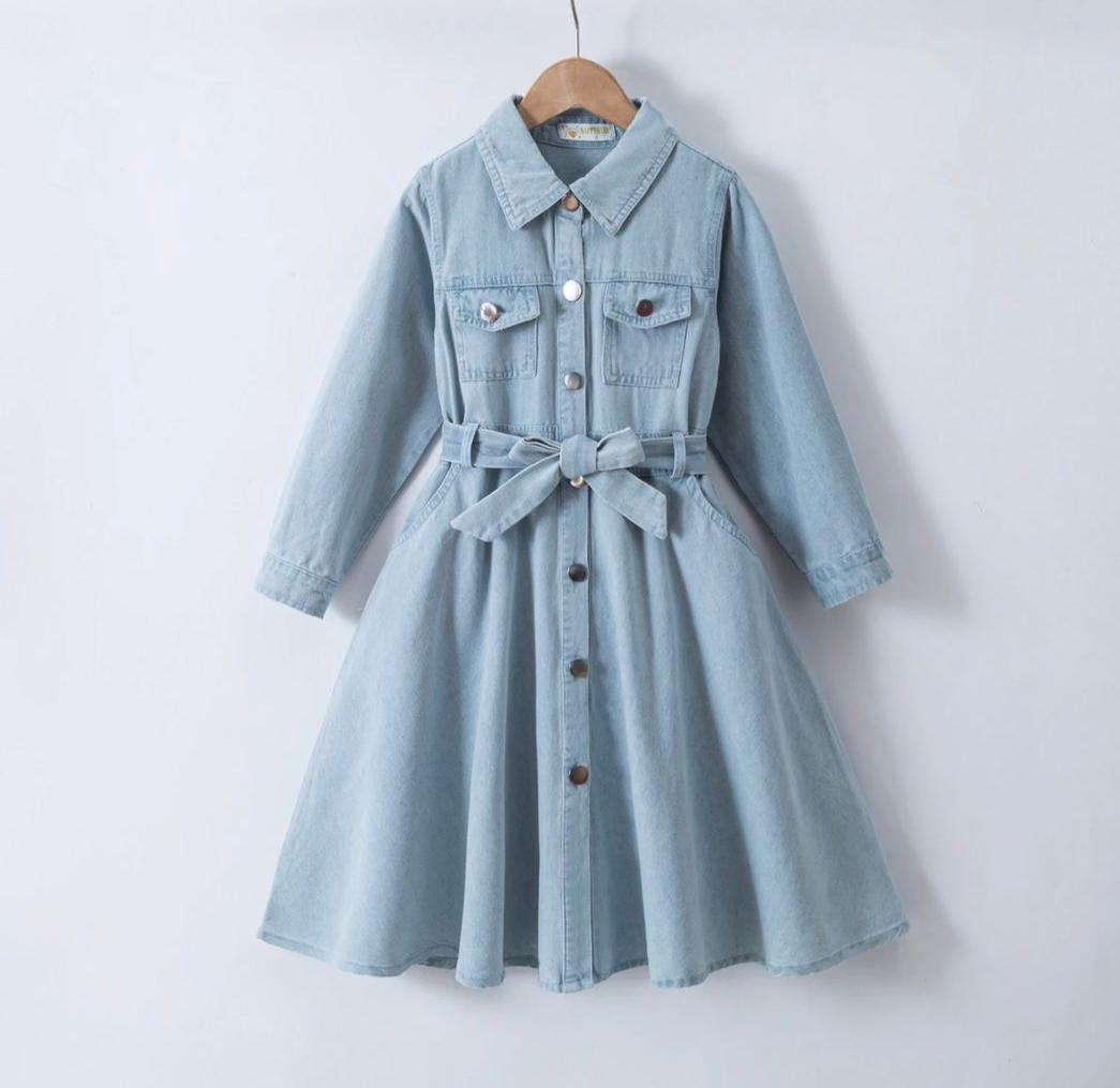 Classic Denim Dress met Strikceintuur