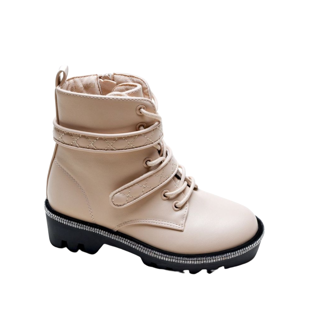 Glam Lace-Up Booties met Steentjes